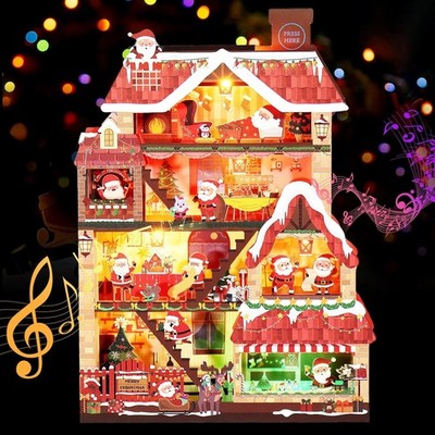 10XChristmas Cards, Lights and 3 Music 3D Pop Up Merry Christmas Card, Xmas Card