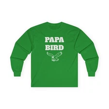 Philadelphia Eagles Papa Bird Unisex Tee, Green Long Sleeve Shirt for Men/ Women