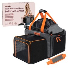 Cat Pet Carrier Soft Sided Bag Airline Approved, Foldable Travel Large Carrie...