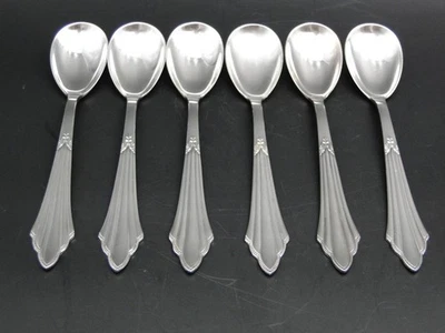WMF Eislöffel Fächermuster Modell 900 versilbert Jugendstil Geislingen 6-teilig - Bild 1 von 4