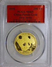 2018 Gold China Panda First Strike 200Yn 1/2 Oz Coin 15g .999 GOLD PCGS MS69 2944.55 per troy oz