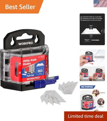 50  SK5 Steel Utility Blades with Wall-Mount Dispenser for Organization