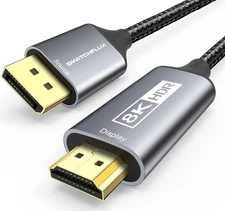 DisplayPort 1.4 to HDMI 2.1 Cable (8K@60Hz4K@120Hz2K@144Hz) 6ft Uni-Directiona