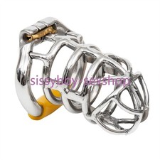 Stainless Steel Male Chastity Device Metal Cage Men Long Lock Belt Restraint