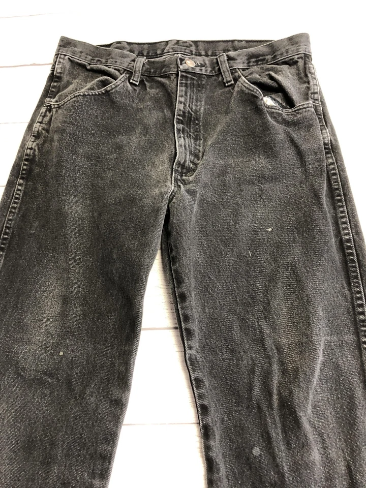 Rustler Jeans Mens 30x32 Black Denim Straight Leg Workwear Outdoor Faded Classic - Image 2 of 4