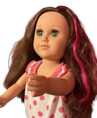 Citi Toy 2013  Doll, Brown Hair, Green Sleep Eyes. Wearing Roller Skates