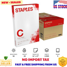 Staples Copy Paper, 11" x 17", 20 lbs., White, 500 Sheets/Ream, 5 Reams/Carton