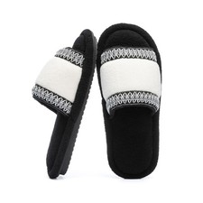 Women's Open Toe Slippers with Memory Foam Fuzzy House Slippers Indoor Outdoo...