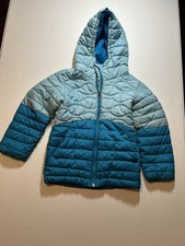 Columbia Jacket Youth XXS 4/5 Pale Blue / Dark Teal Hooded Puffer Winter Outdoor