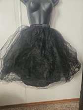 Unbranded Plain Mesh Black Above The Knee Skirt Elastic Waist Size Large