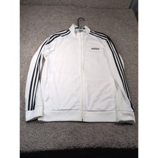 Adidas Mens Track Jacket White Black 3-Stripe Full Zip EB3989 Size Large