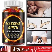 #1 BEST-MALE ENLARGER THICKER LONGER BIGGER 4" GROWTH ENLARGEMENT 60 GUMMIES