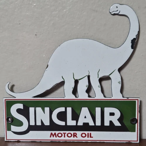 VINTAGE SINCLAIR GASOLINE PORCELAIN SIGN DEALERSHIP GAS STATION DINO MOTOR OIL