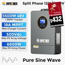 5.5KW Solar Hybrid Inverter 48V DC-120V/220V AC Split Phase Off-Grid Pure Sine