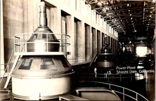 Real Photo Postcard Shasta Dam Power Plant Interior Shasta lake, California '50s