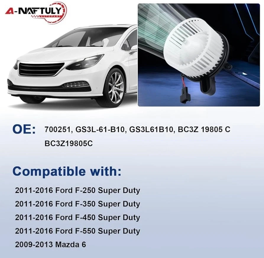 HVAC Blower Motor Fan for 11-16 Ford F-250/F-350/F-450/F-550 Super Duty Mazda 6 - Image 2 of 4