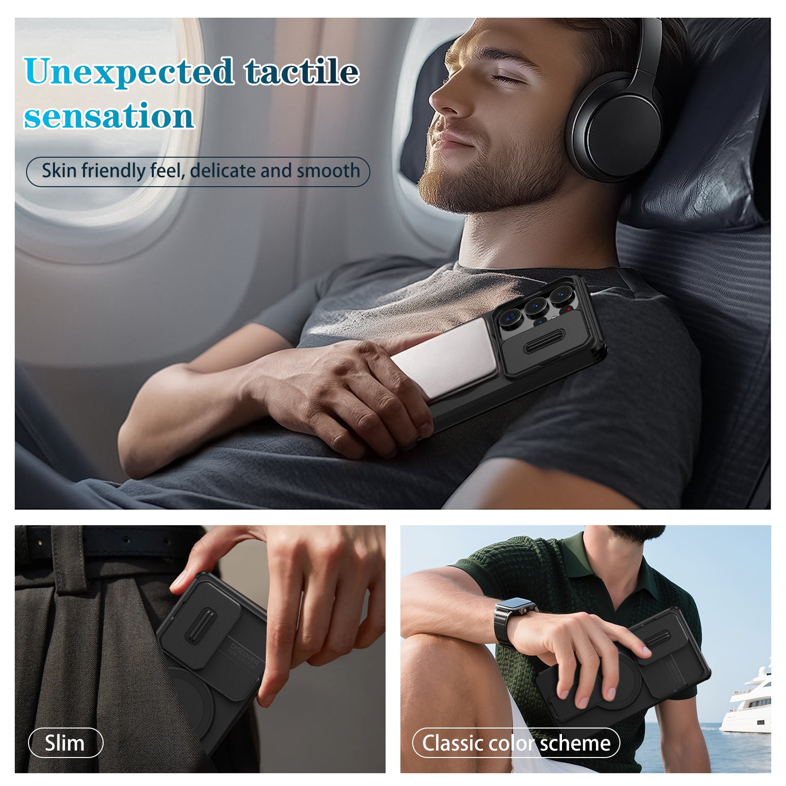 For Samsung S25 Ultra Edge S24 FE Plus Shockproof Stand Case Slide Camera Cover