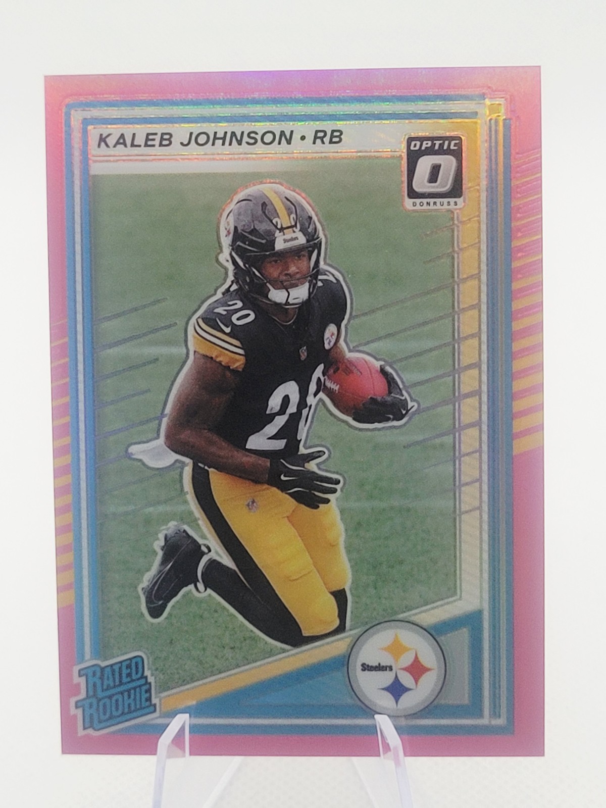 2025 Panini Donruss - Kaleb Johnson (RC) Pink Optic Preview Rated Rookie