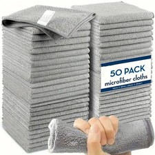 50 PACK Microfiber Cleaning Cloths Absorbent Soft Stain-removing Towels, Car