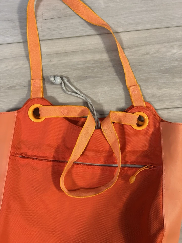 Nike Orange Tote Bag Gym Pool Beach Mesh Lining Drawstring Lightweight Swoosh - Image 4 of 4