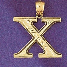 Initial X Charm Pendant 14k Gold