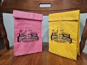 2-Mighty Morphin Power Rangers Official Fan Club Black Lunchbox Bag Vintage 1994