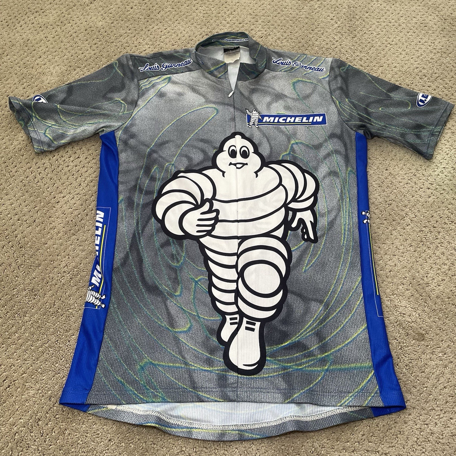 Vintage Louis Garneau Michelin Man Cycling Jersey Mens Large