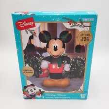 Gemmy Disney Mickey Mouse with Stocking Airblown Inflatable 6 Ft Tall Lights Up