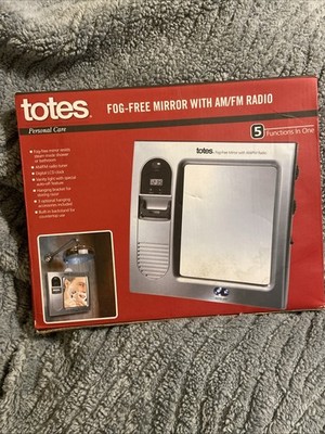 Totes Fig Free Mirror With AM/FM Radio 5 Functions In One