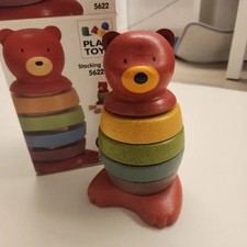 Plantoies Wooden Bear Stacking Toy Colorful  Safe for Kids