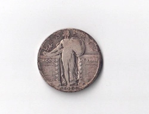 1926 Standing Liberty Silver Quarter,  No Mint Mark, Good Condition