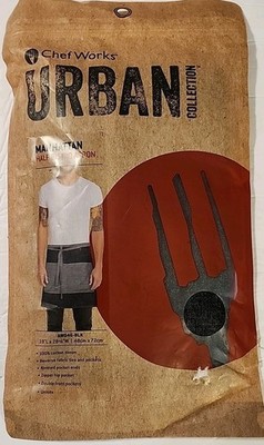 Chef Works Urban Apron Manhattan Half Bistro Unisex 100% Black Cotton Denim