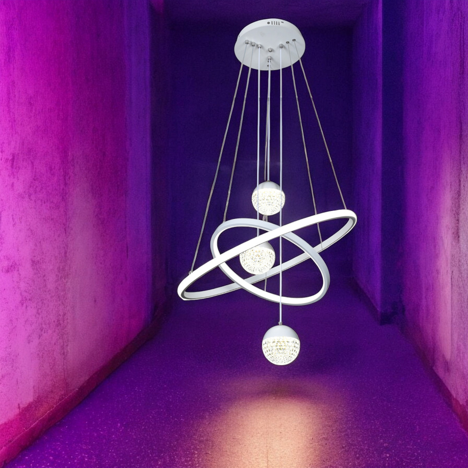 Lampadario a Led 80w con luci incorporate a led 3 colori luci a scelta LA2