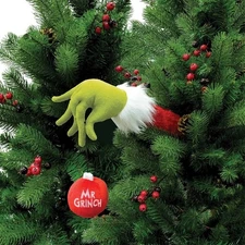 Christmas Grinch Hand Tree Ornament Santa Arm with Bauble Holiday Hanging Décor