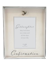 Silver Confirmation Photo Frame Dove Motif - Goddaughter
