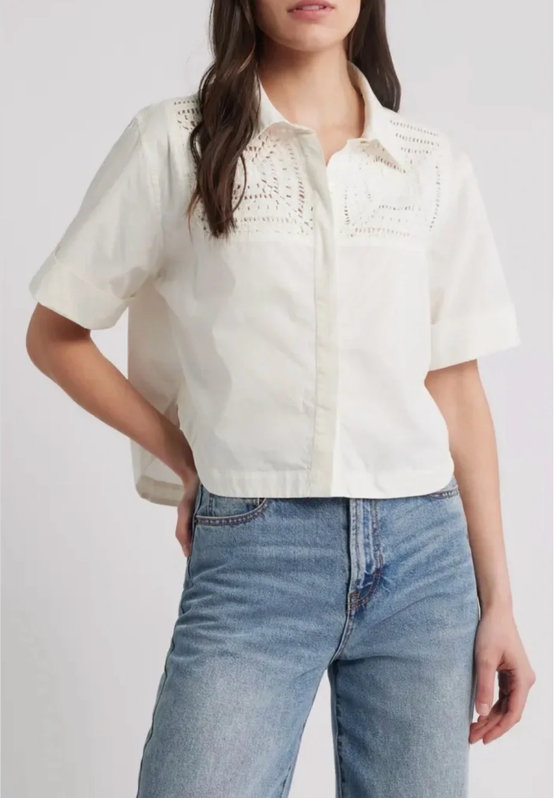 CLEOBELLA Montana shirt sz S white crop top