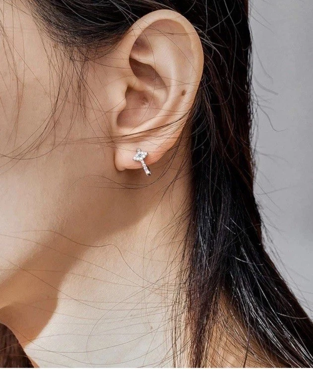 Sterling Silver Small Hoop Blue White CZ Evil Eye Earrings & Pendants - Image 3 of 3