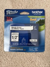 Genuine Brother TZe-231 Black on White Laminated Tape P-Touch 1/2" Tape OEM New