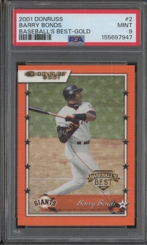 2001 Donruss Baseball Best BARRY BONDS /99 Gold Parallel POP 1 PSA 9 Rare BIN65
