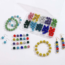 100PCS Rhinestone Beads Jewelry Making Kit  10Mm Crystal Color round Sparkle Clay