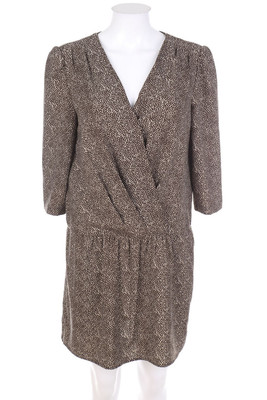 MAISON SCOTCH dress Print Wrap Effect 2 = D 38 dark brown