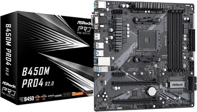 ASROCK B450M PRO4 R2.0 Socket AM4/ AMD B450/ DDR4/ Micro ATX Motherboard