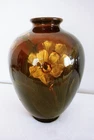 Antique Roseville Pottery Rozane Bulbous Vase Hand Painted Daffodils 9" tall