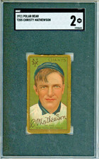 1911 T205 gold border Christy Mathewson baseball card, graded Good 2 HOF Giants