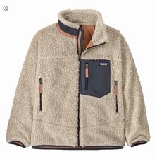 Patagonia Kids' Retro X Jacket Medium 10 Full Zip with Deep Pile Sherpa Oatmeal