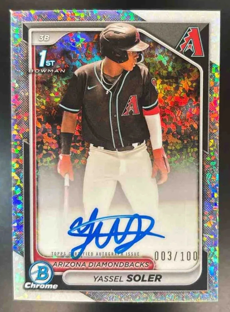 2024 Bowman Chrome Yassel Soler Auto Mini Diamond /100 1st Prospect Diamondbacks