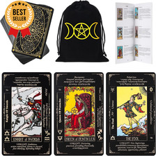 Tarot Cards Set with Guide Book  Linen Bag, 78 Classic Cards for All Levels