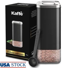 Airtight Coffee Canister W/ Scoop Borosilicate Glass Food Storage Container New