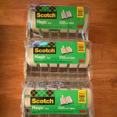 Lot of 3 Scotch Magic Tape 6-Packs with Handheld Dispensers 18 Rolls Total NEW