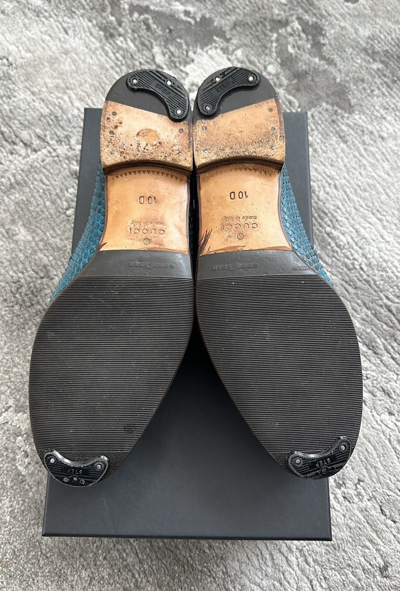 Authentic Gucci Python Snake Skin Blue/Black Leather Men Authentic Gucci Python Snake Skin Blue/Black Leather Men